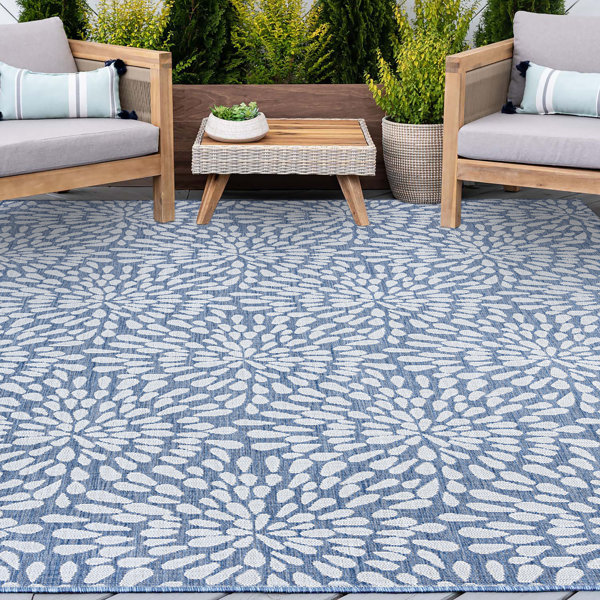 Lark Manor Porrima Blue/White Indoor/Outdoor Rug & Reviews Wayfair